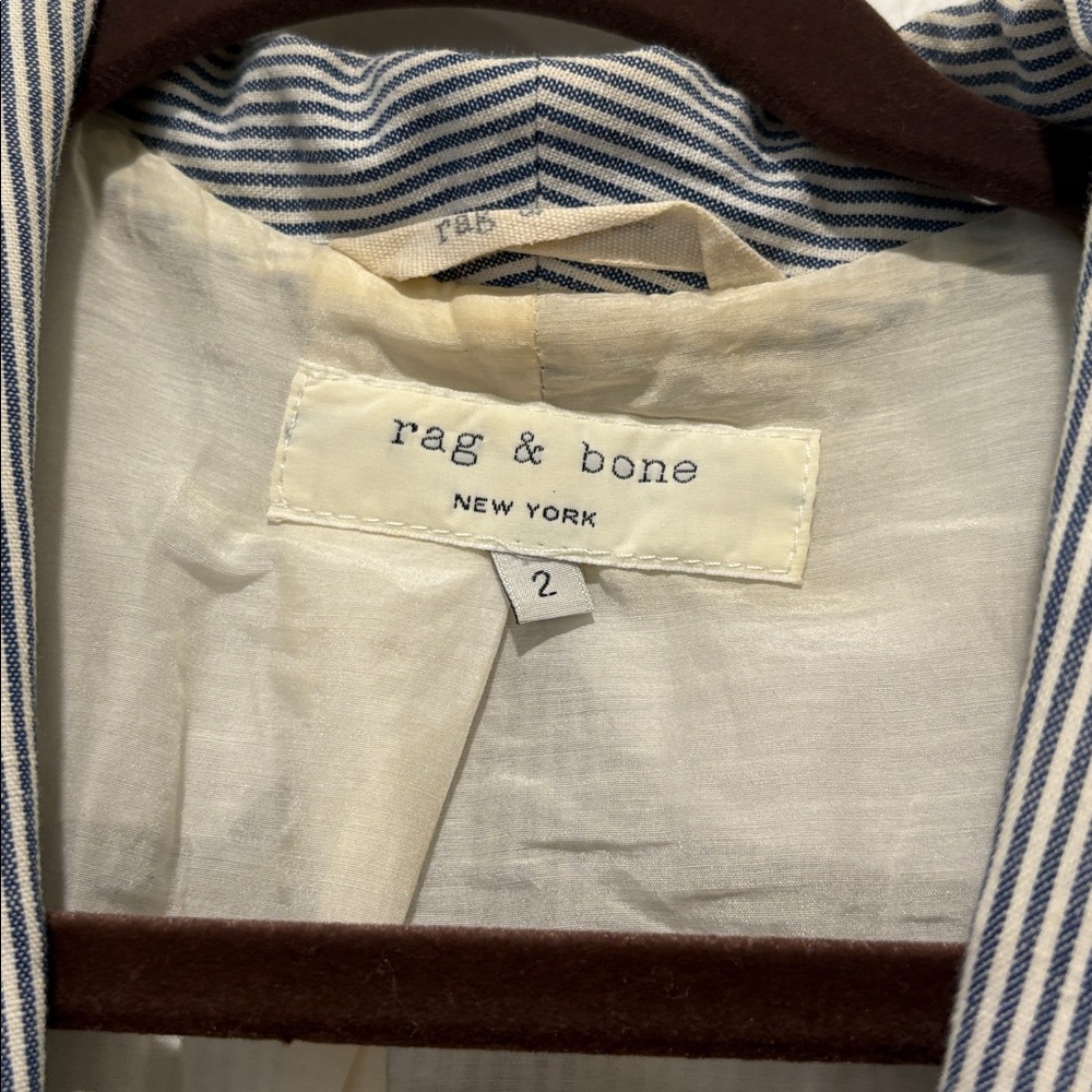 rag & bone Woman’s Pinstripe Blazer - Gray and White - Picture 3 of 11